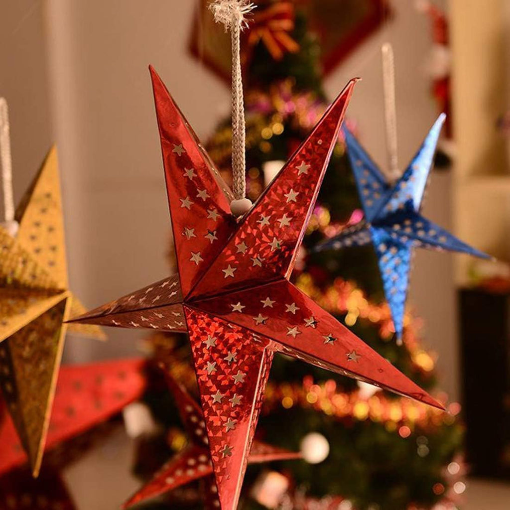 APSAMBR Paper Star Lantern Lampshade Set of 10, 3D Handmade Large Star Pentagram for Christmas Wedding Party, 17.7inch/45cm