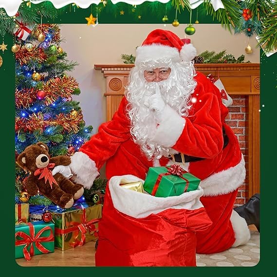 KROGER Santa Hats and Beard for Adults Christmas Costume Decorations Xmas Hats Santa Beard Mask Face Cover for Men Women