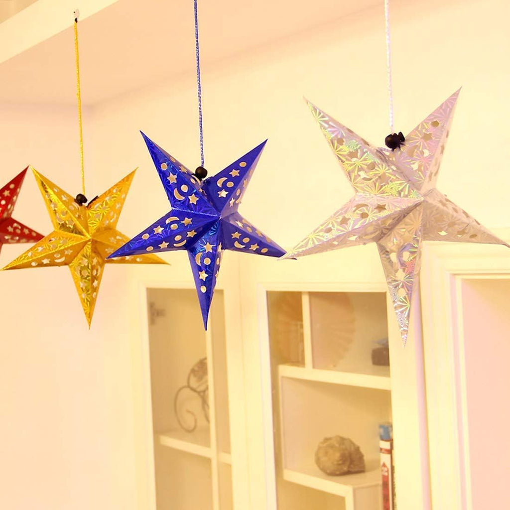 APSAMBR Paper Star Lantern Lampshade Set of 10, 3D Handmade Large Star Pentagram for Christmas Wedding Party, 17.7inch/45cm