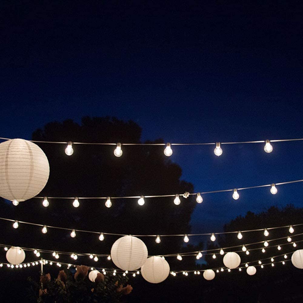 Decoration Round Hanging Ball Paper Lantern Lamps, 12 Inch, (Pack of 5, White)