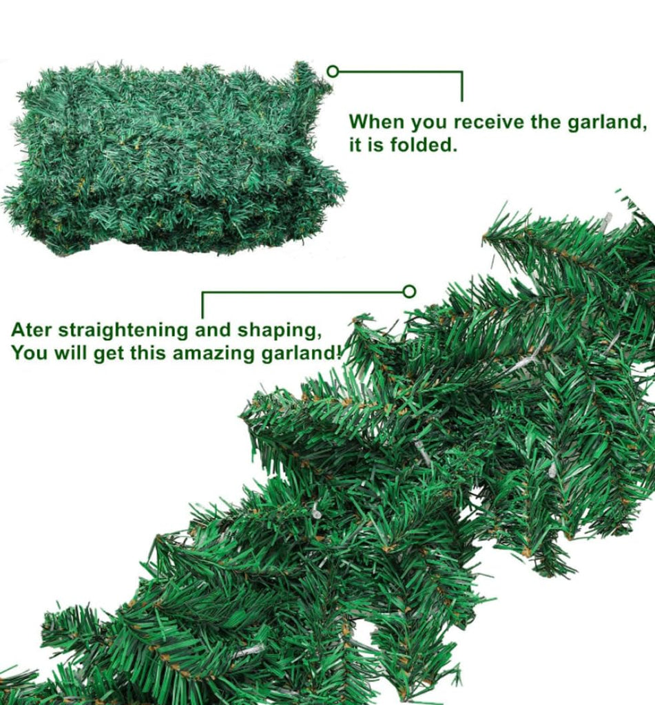 Apsambr 9 Feet Christmas Wreath Garlands Decorations Xmas for Fireplaces Stairs, Garlands for Christmas Party Decoration (Green)