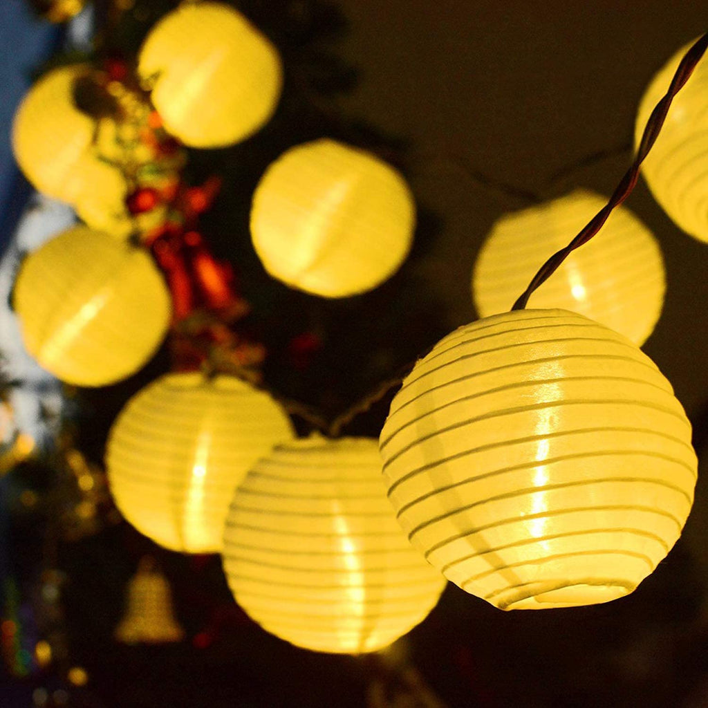 Decoration Round Hanging Ball Paper Lantern Lamps, 12 Inch, (Pack of 5, White)