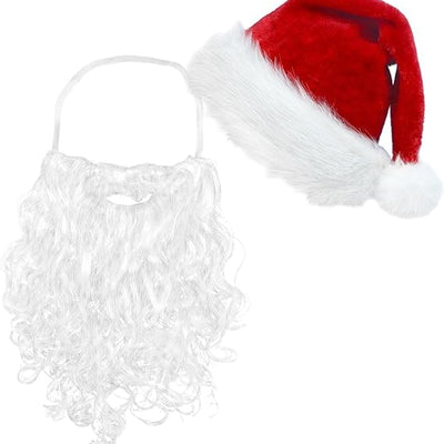 KROGER Santa Hats and Beard for Adults Christmas Costume Decorations Xmas Hats Santa Beard Mask Face Cover for Men Women